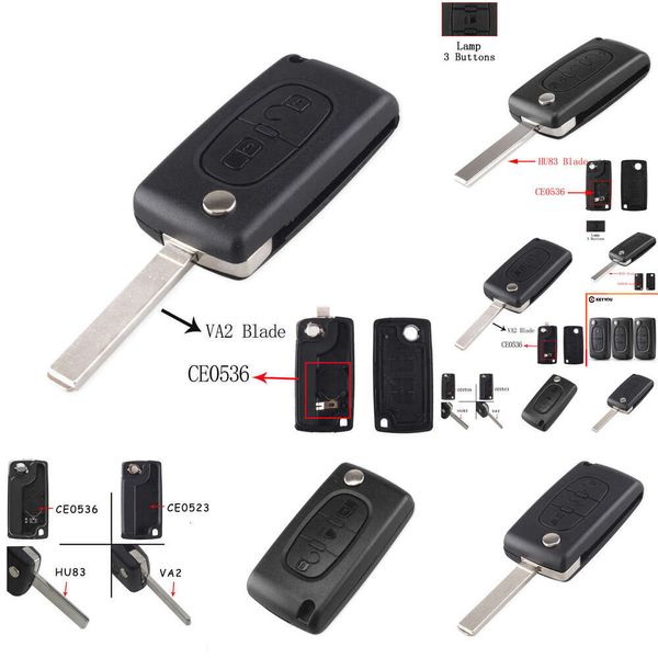 2024 2024 Keyyou Remote -Schlüsselfall für Peugeot 207 307 308 407 607 807 Für Citroen C2 C3 C4 C5 C6 Flip Folding Car Key Shell 2/3/4 Tasten