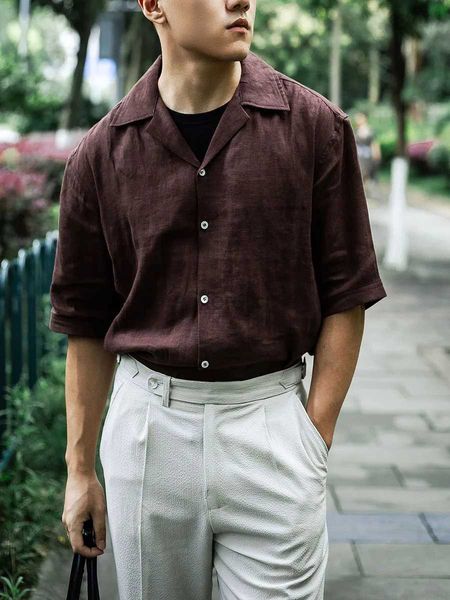 Camicie casual maschile Luce estiva e sottile lavatura in lavagna americana Vintage Shirt Shirt Cuban Collar Cuban Mens Casual Hawaiian Lazy Style 24416 24416