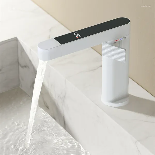 Waschbecken Wasserhähne Becken Wasserhahn Ausziehtemperatur Digitale Anzeige Wasserhahn Kaltes Badschalenmixer -Stabzubehör