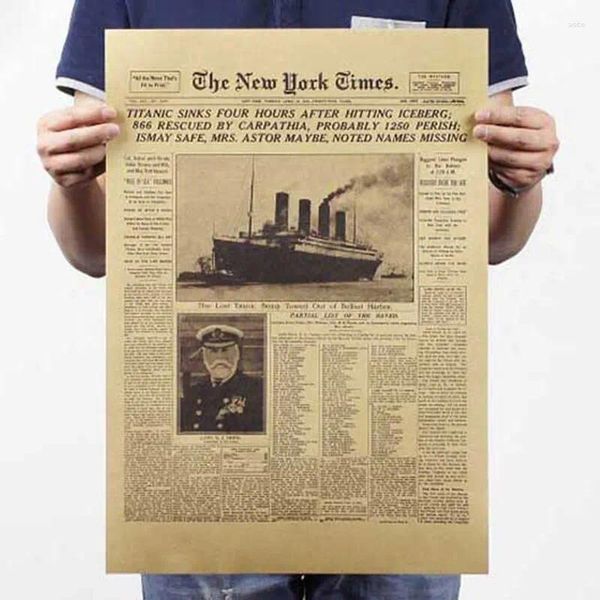Adesivos de parede York Times Momentos históricos de couro retrô antigo ladrão Titanic Shipwreck Bar Home Decoration Poster