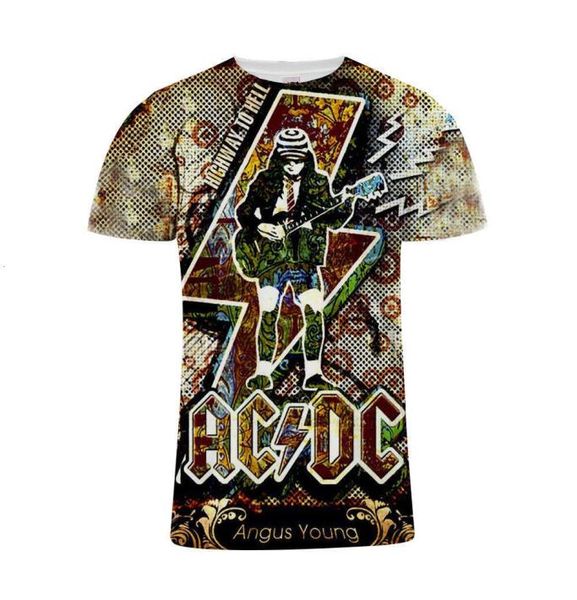 T Shirt 3D Baskılı Polyester ACDC Heavy Metal Rock Band Kısa Kollu Aşıklar2202614