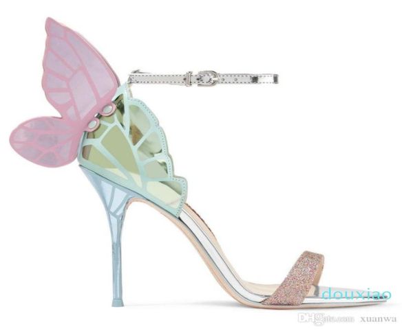 2018 Nuove Sophia Webster Butterfly Wings Women High Heels Bowtie Summer Sandals Woman Apri Op Akle Cinghia Bowknot Party Shoe1502059