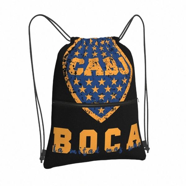 Boca Juniors Arjantin Drawstring Çantalar Sırt Çantaları Spor Çocukları Çizim Okul Ayakkabı Çantası Spor Kam Fishing Pesca Öğle Yemeği Çantası J2UH#