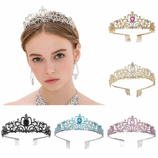 Crystal Tiara Crowns for Women Girls Elegant Pring Crown con pettini per matrimoni nuziali Prom Birthday Costumi Costumi Headdres 66GT#