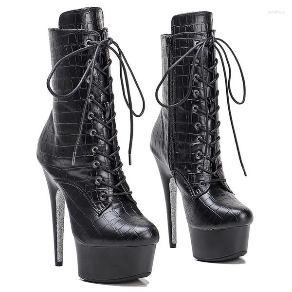 Sapatos de dança Laijianjinxia 15cm/6inch PU Upper Women Platform Party High Heels Boots Modern Pole 021