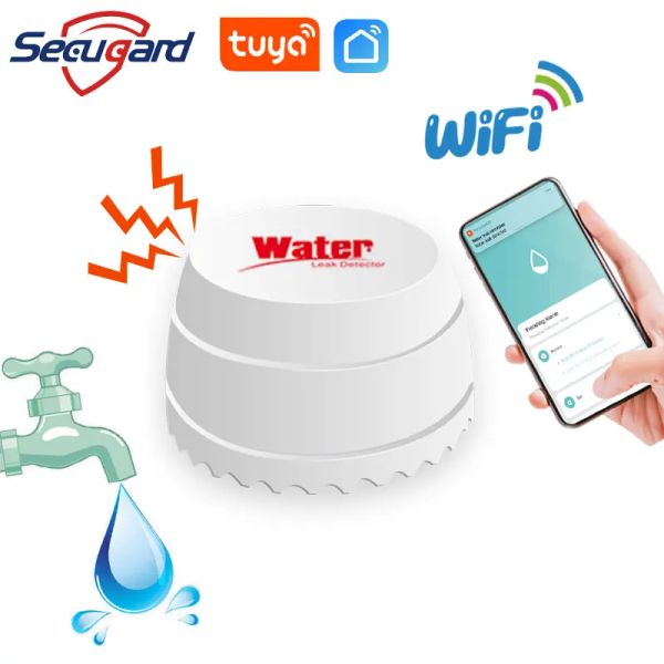 Sistema Wi -Fi Detector de vazamento de água Tuya Sensor de vazamento de alarme de som Smart Home Water Nível de água Aviso de alerta de segurança Sistema de alarme