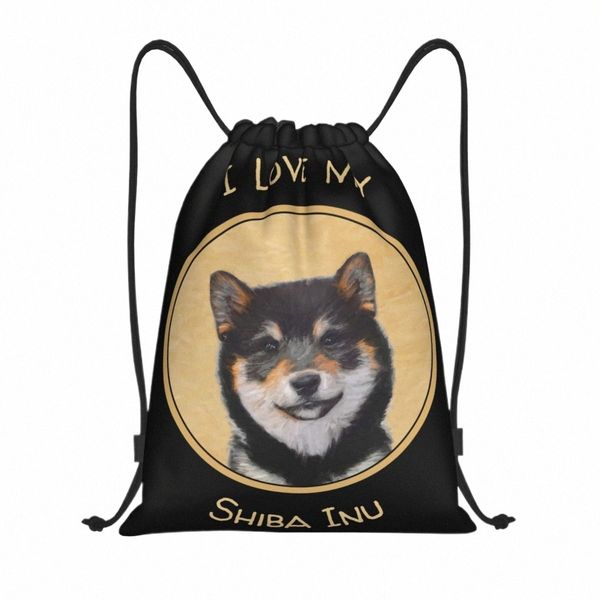 Eu amo minha mochila shiba inu mochila masculino homem esportivo sackpack portátil amante de cães bola de bolsa saco saco b4ql#