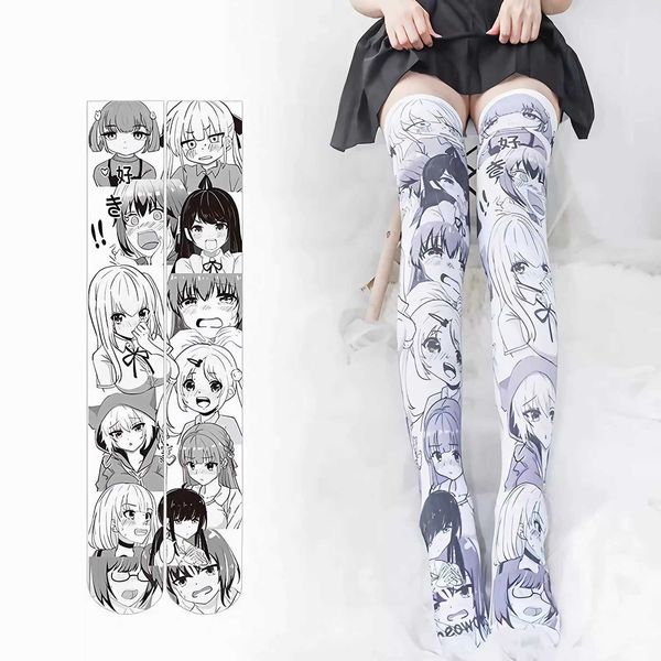 Calzini sexy Cartoon bidimensionali calze anime giapponese ragazza sexy cosplay over-the-gnera per la personalità del tubo lungo calze velvet 240416