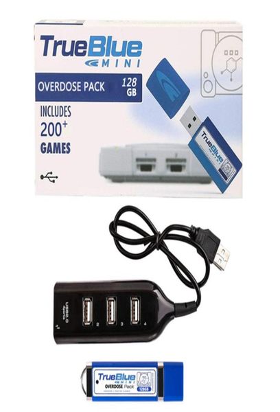 True Blue Minioverdose Pack für PlayStation Classic 128 GB Adapter können 203 Games Accessoires 2Player Games1494409 speichern