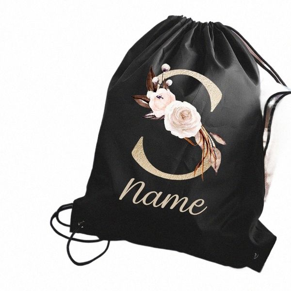 Custom Name Draw String Bag Childrens School Rucksack Männer Sports Bags Frauen Yoga Bag Custom Schultasche für Mädchen Zeichnen Streichbeutel Z3AG#