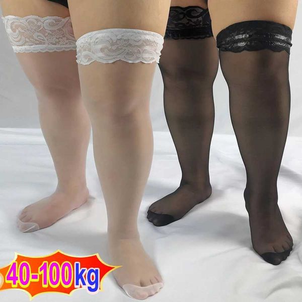 Sexy Socken plus Größe hohe Kniestrümpfe Heißer Verkauf schwarzer strümpfen hohl out nylon Frauen sexy Strümpfe Spitzenverkleidung Nonrutsche Strümpfe 240416