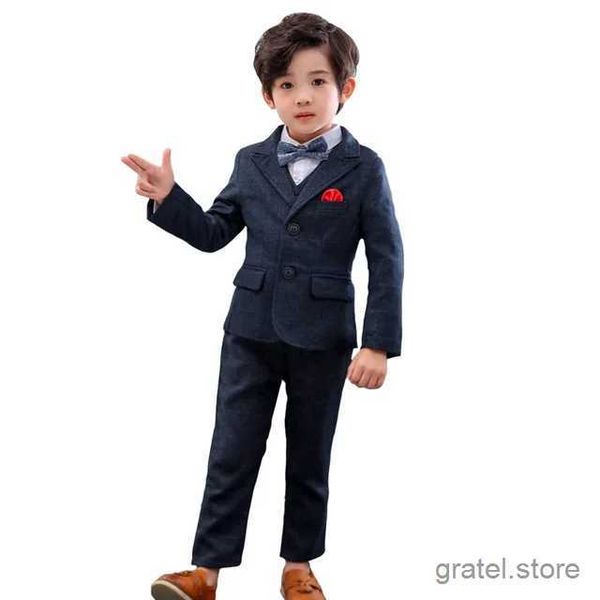 Anzüge hochwertiger Jungen Plaid Blazer Jacke Kleidung Set Gentleman Kids Hochzeitsanzug Korea Kinder Performance Abendkleid