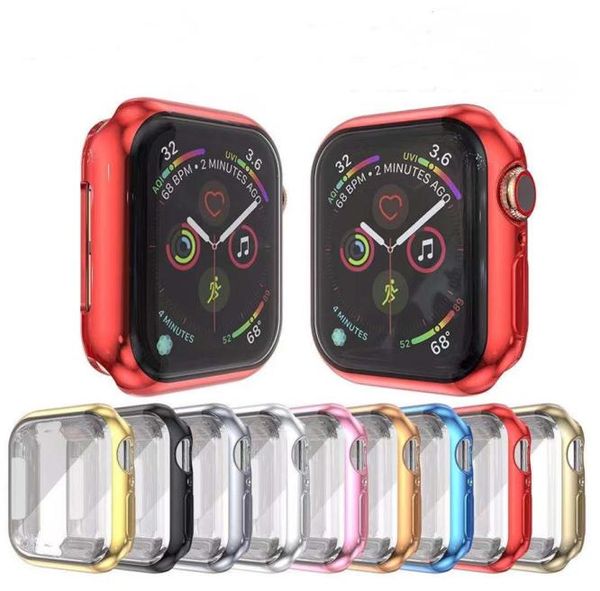 Caixa de capa da Apple para Apple Watch Series 5 4 3 2 1 Bandas 42mm 38mm 40mm 44mm Slim TPU Case Mirror Protector para Iwatch 4 3 42mm 38m1079598