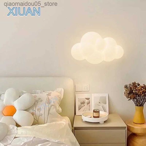 Lampen Schatten weiße Wolkenwandlampe für Kinderzimmer Kindertagessternform -Schlafzimmer Wandlampe für Jungen und Mädchen Kinderbabylampe 220V Q240416