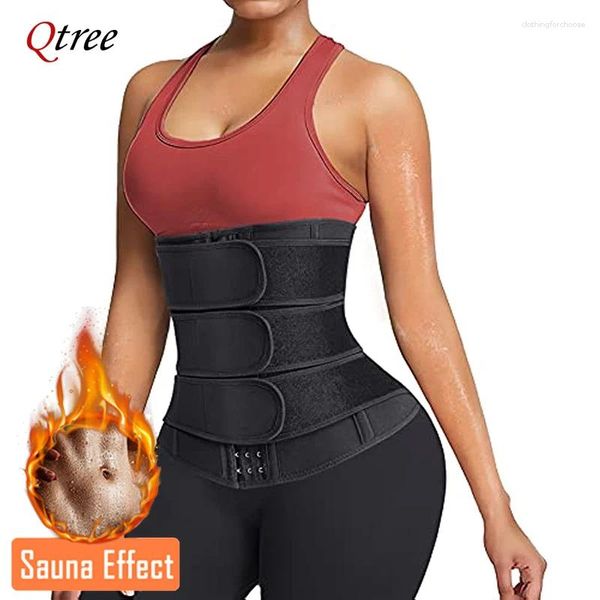 Shapers feminino Qtree Neoprene Mulheres Cintura Treinador Treino Tomoso Controle Belly Cincher Sauna Curdem de suor Sport Trimer de gordura Slimming