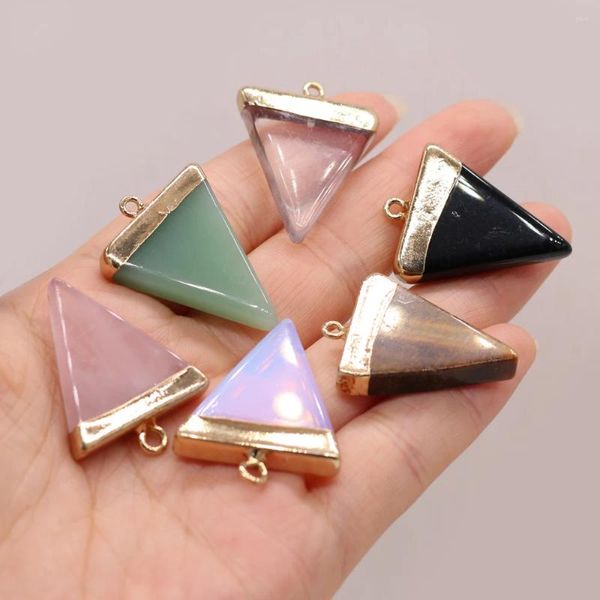 Подвесные ожерелья Opal Natural Rose Clear Agate Agate Stone Gem Triangle