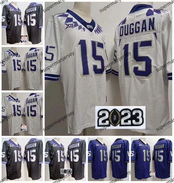 TCU Boynuzlu Kurbağalar Futbol Formaları NCAA Koleji Erkekler #15 Max Duggan Jersey 2024