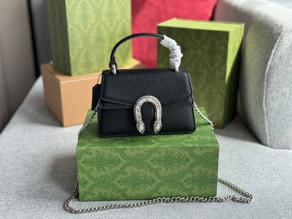 Bolsa de grife para mulheres pretas Bolsas de ombro de couro preto