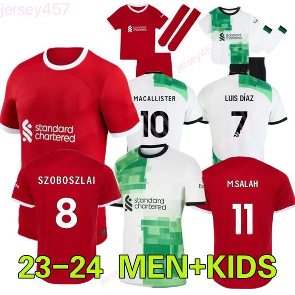 2024 2025 The Reds Soccer Jersey Mohamed Salah Darwin Nunez 24 25 Camisetas de futebol masculino de casa Szoboszlai Andy Robertson Alisson Becker Joe Gomez Joel Matip Kids Kit Kit Kit Kit Kit