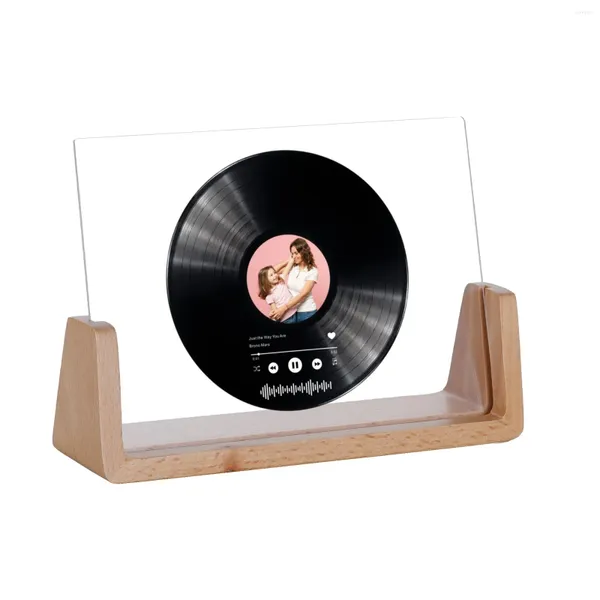 Frame Display da record personalizzato PO Frame PO personalizzato Desktop Acrilico Placca per immagini con supporto in legno per la festa della mamma