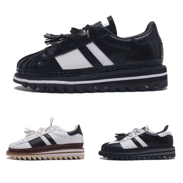 Новая сгустка x Superstar от Edison Chen White Black Crystal Sand Skates Обувь для мужчин белые ботинки для обуви женщин. Женщины евро 36-45