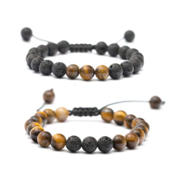 Novos produtos estão disponíveis para homens e mulheres 8mm Tiger Eye Molten Rock masculino Pulseira Jóias de Jóias de Jóias de Mão Acessórios