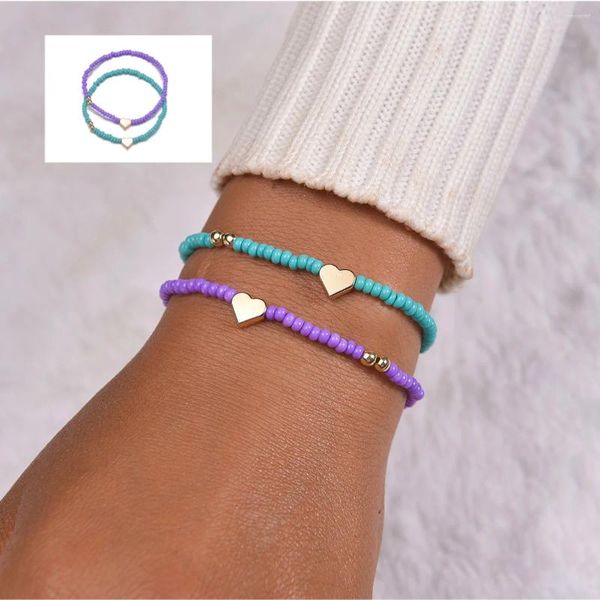 Pulseiras de link personalizadas moda legal cobre amor azul roxo de miçangas elástica pulseira para homens e mulheres mesmo jóias de estilo