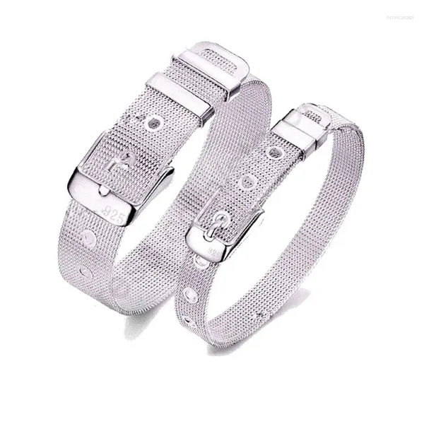 Link Braccialetti Design della cintura di moda Pure 925 Sterling Ago argento colorfina Bracciale Bracciale Bracciale di alta qualità Opzioni di qualità a 2 dimensioni per donna