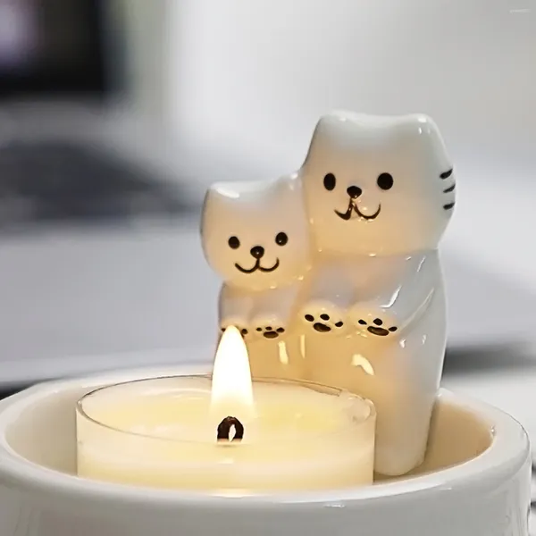 Candele Coppia Coppia Kitten Porta del gattino Atmosfera romantica Atmosfera romantica Desktop Decorazione per la casa Regalo di compleanno