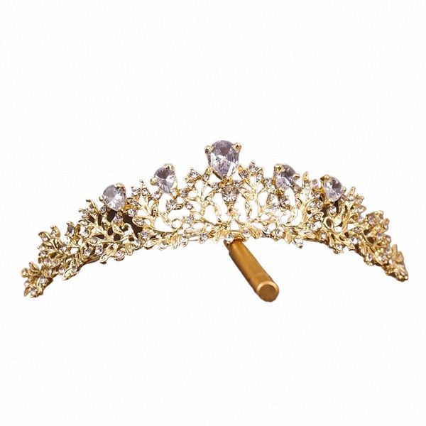 Hotsale Gold Tiaras and Crowns Wedding Hair Accories Prin Queen Girls Diadems Zirc Women Head Jewelry Welopiece P0DI#