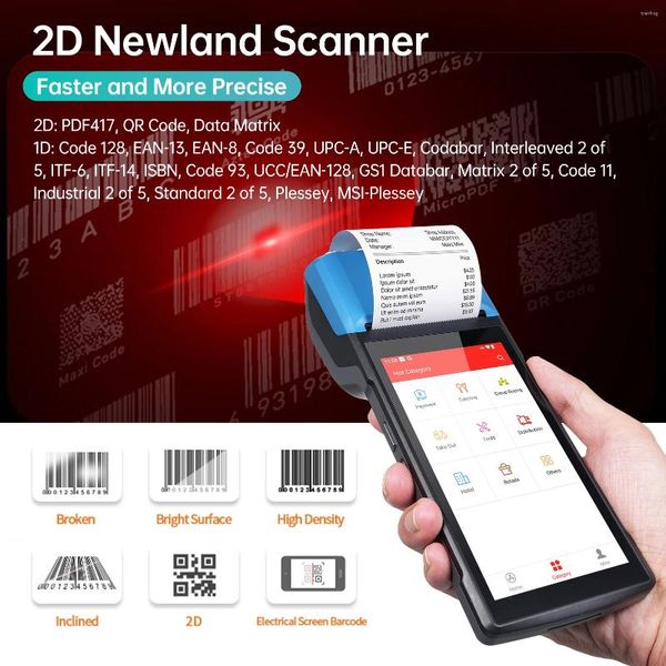 Supporto terminale PDA Android 13.0 Pos Handloid Supporto a barre 2D 1D Codice a barre con modulo scanner professionale 4G BT Communication