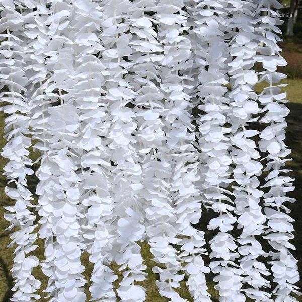 Flores decorativas 5pcs 100 cm artificial wisteria flor videira guirlanda de seda hivil decoração para decoração de casal decoração grinaldas de natal grinaldas de Natal