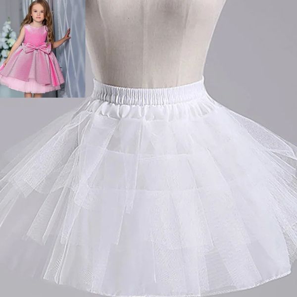 Mädchen weißer Tutu Kurzrock Petticoat Childrens Gummi ohne Stahlring Kurzrockkleid Kinder tragen Unterrock 2-14t 240410