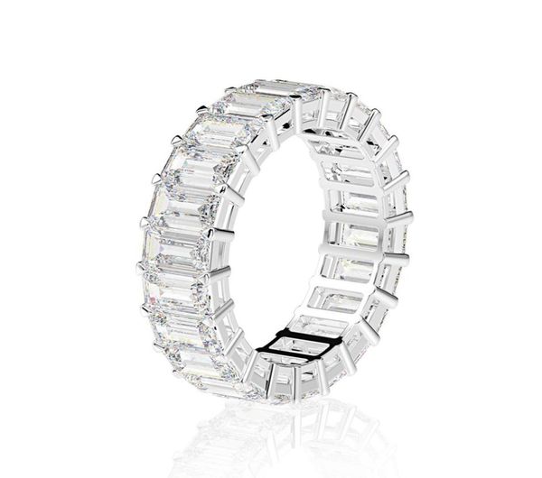 Eternity Emerald Cut Lab Diamond Ring 925 Sterling Silver Engagement Fedi nuziali per donne Gioielli Regalo 2902740