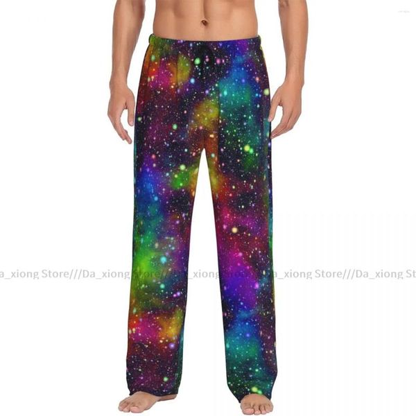 Erkekler Sweetwear Sıradan Pijama Uyku Pantolon Nebula Gece Yıldızlı Gökyüzü Gökkuşağı Renkleri Salon Gevşek Pantolon Rahat Nightwear