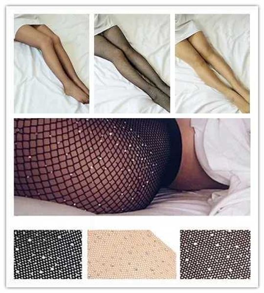 OOOT Sexy Nops Nops Fishnet Diamond Pantyhose Женщины сексуальная мода блестящая сеть колготки Женская тонкая сетка сетка сетки.