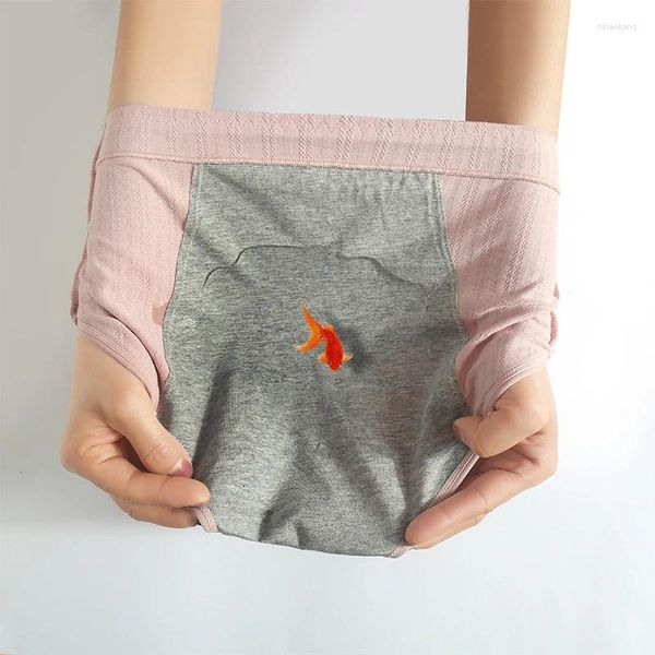 Damenhöche Menstruationsperiode Unterwäsche 4-layer-Leck-Proof Physiologische Hosen atmungsaktive Baumwoll-Slips weibliche Dessous M-XL