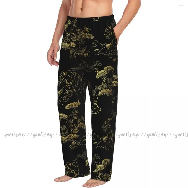 Herren Nachtwäsche japanische Gold Tiger Herren Pyjamas Pyjamas Hosen Lounge Schlafboden