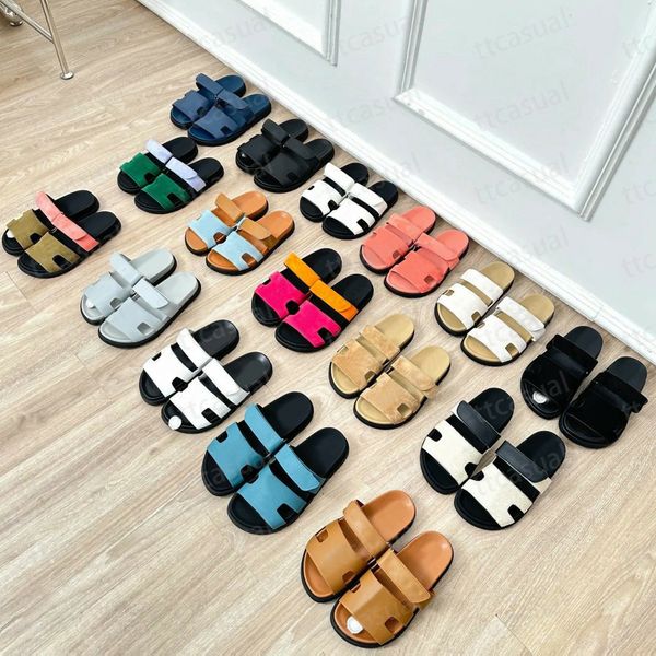 Slippers chypre sandal mulheres designers deslizamentos de chinelos sandálias planas Summer praia bezerro de pele de pele