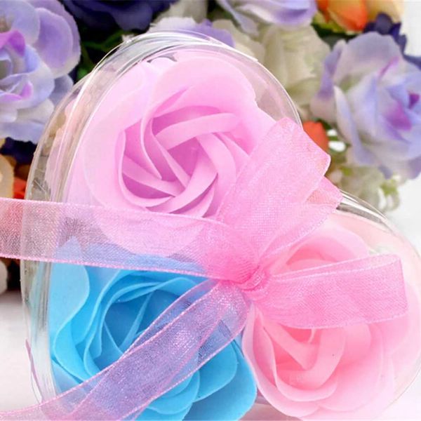 Handgefertigte Seife 3pcs/Box Herz Duft Bad Körper Blütenblätter Blume Seife Hochzeit Dekoration Körper Seifen Hochzeitsfeier Geschenk 240416