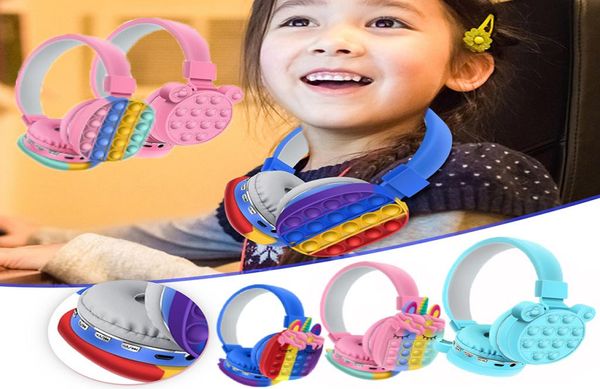 Toys Earphone Headset Stereo Bluetooth Push Sensorisches Blasen Erwachsener Kinder Reliever Stress Kopf montiert Krawatte Farbstoff Regenbogen Kinderspielzeug Geschenk 9626714