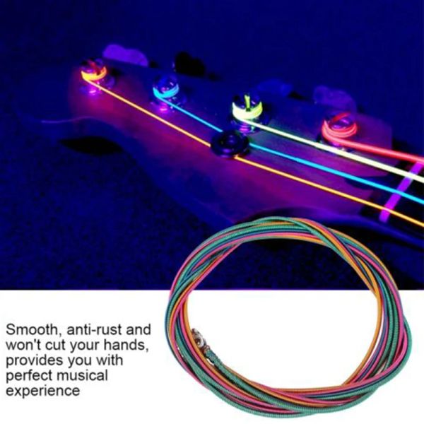 Kablolar Yeni 4 Renkli String Elektrik Bas Dizeleri Set Gitar Dizeleri Set Işık Göstergesi .046 ila .100 DIY Paslanmaz Çelik Teller Seti