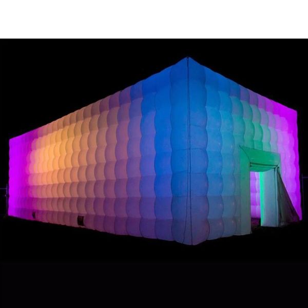 all'ingrosso 10mlx10mwx3.6mh (33x33x12ft) Grande tenda a cubo gonfiabile bianco con luce a LED per feste di nozze Blow Up Tenda Night club gonfiabile con vele