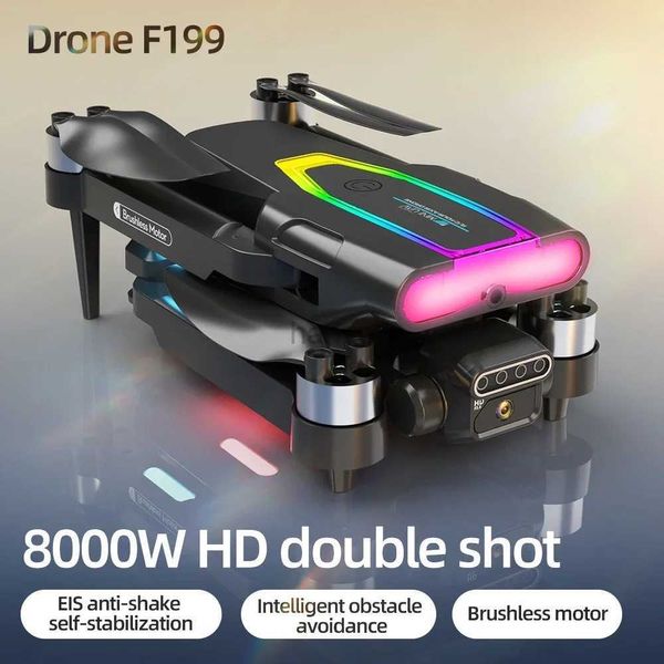 Drones F199 Drone sem escova 4K Profesional 8K HD Dual Câmera Evitar Fotografia Aérea de Quadcopter dobrável Voando 240416