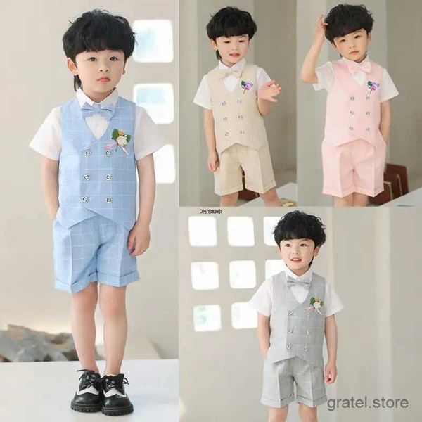 Костюмы Prince Boys Summer Photo Dress Day Day еклет шорты для ремешок для ремесленных ремешков Детский формальный выпускной церемония смокинг