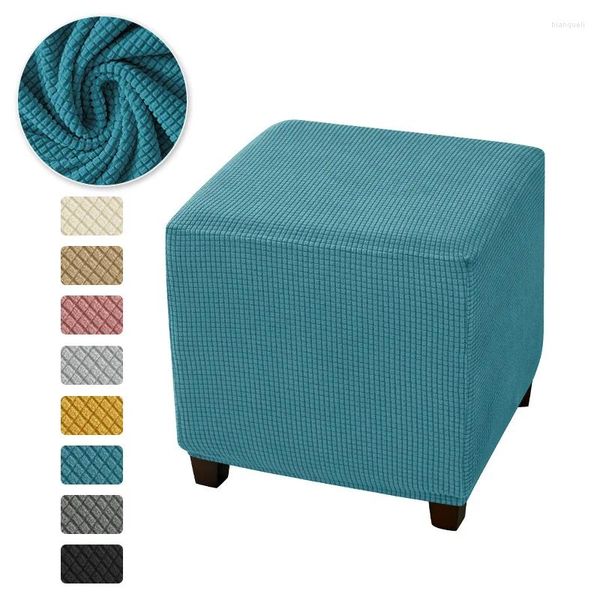 Chega a cadeira quadrada elástica quadrada otomana lã polar cravo estriado para capa de capa de capa de capa de estadia com tudo incluído POUF