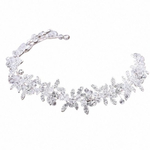 Heißverkauf Damen Sier Farbkristall Braut Hochzeit Tiara Akquirys Fr Pearl Crystal Chain Stirnband Haarclip Kammschmuck C2OH#