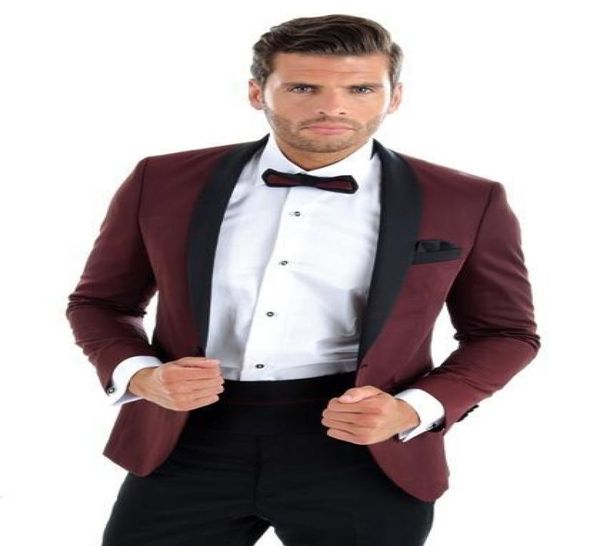 Slim Fit Burgundy Men Suit 2018 Fashion One Button Mens Suits noivo Tuxedos Groomsmen Man Suits de casamento Ternos no noivo Jac7805815