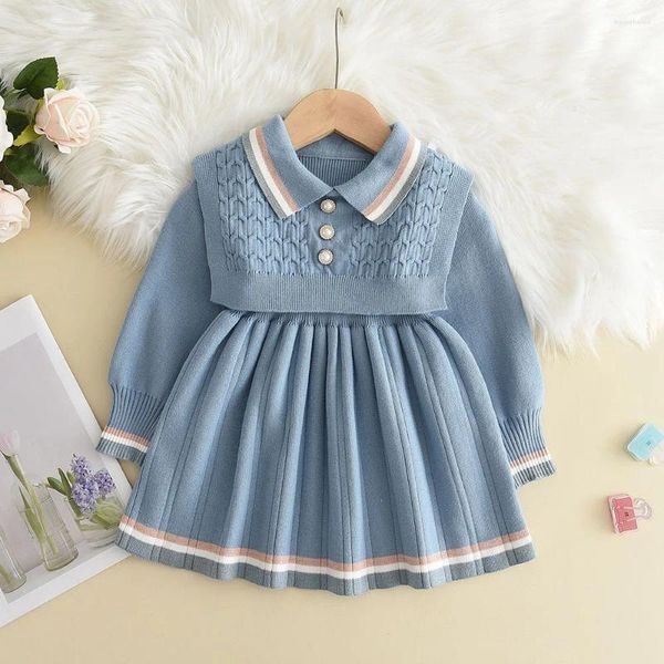 Abiti da ragazza Melario Autumn Inverno Girls Sighiple Abito a maniche lunghe 2024 Christmas Child Baby Knitting Wool Casual Vestidos