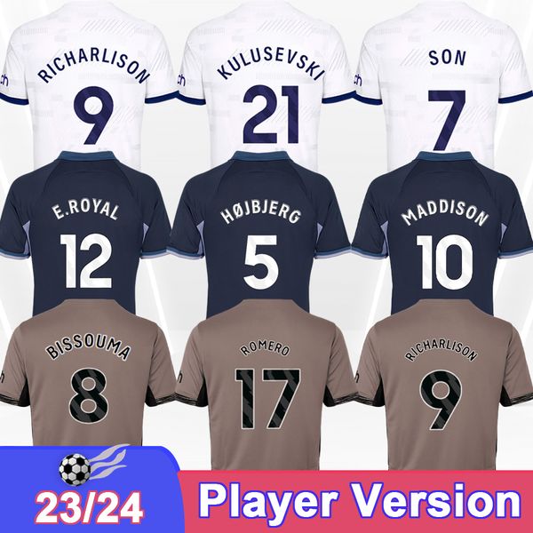 23 24 filho Richarlison Mens Player Versão Jerseys Johnson Davies Home White Away Futebol Camisa de Futebol Mangas curtas Uniformes